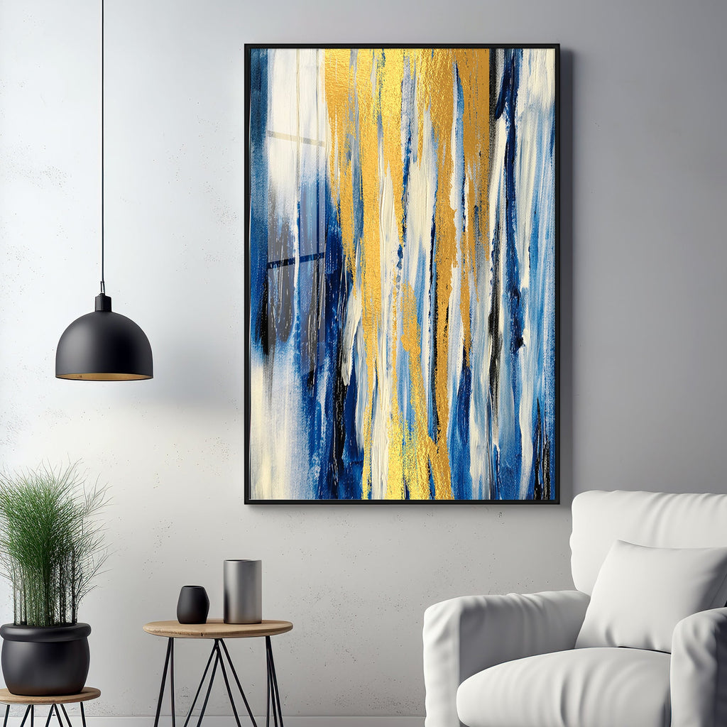 Radiant Blue Fusion Premium Acrylic Vertical Wall Art