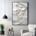 Golden Threaded White Surface Premium Acrylic Vertical Wall Art