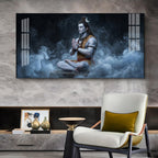 Lord Shiva In A Deep Meditative State Glass Finish Horizontal Wall Art