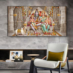 Shiv Parivar Glass Finish Horizontal Wall Art