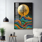 Tree and Deer in Harmony Premium Acrylic Vertical Wall Art