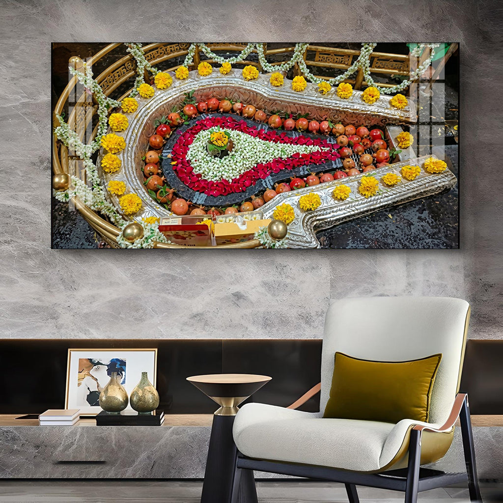 Bhimashankar Jyotirlinga Glass Finish Horizontal Wall Art