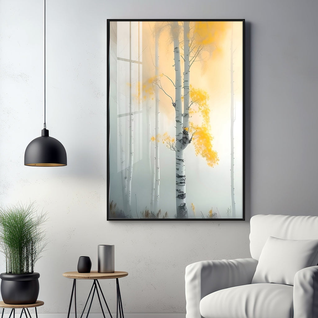 Serene Fogfall Tree Premium Acrylic Vertical Wall Art