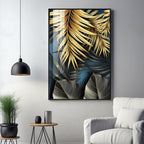 Tropical Golden Leafs Premium Acrylic Vertical Wall Art