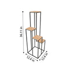 Black Metal Planter Stand with Premium Brown Wooden Shelves- 4 Tier - Decor Mantra 
