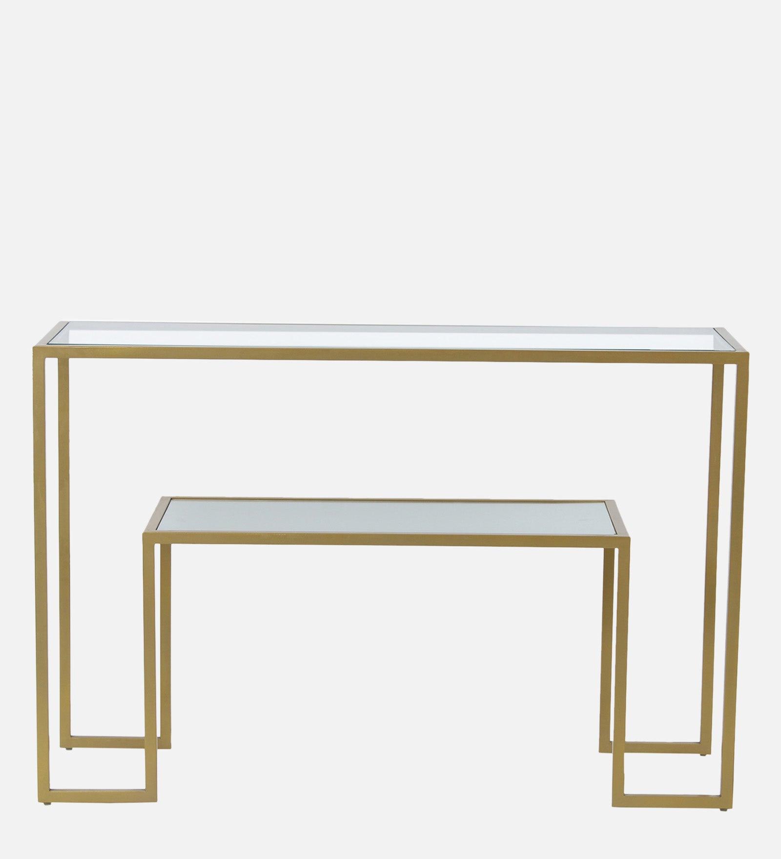 Console Table with Golden Metal Finish - Decor Mantra 
