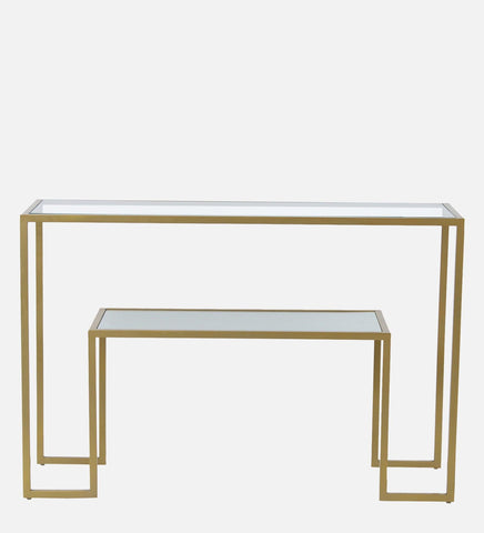 Console Table with Golden Metal Finish - Decor Mantra 