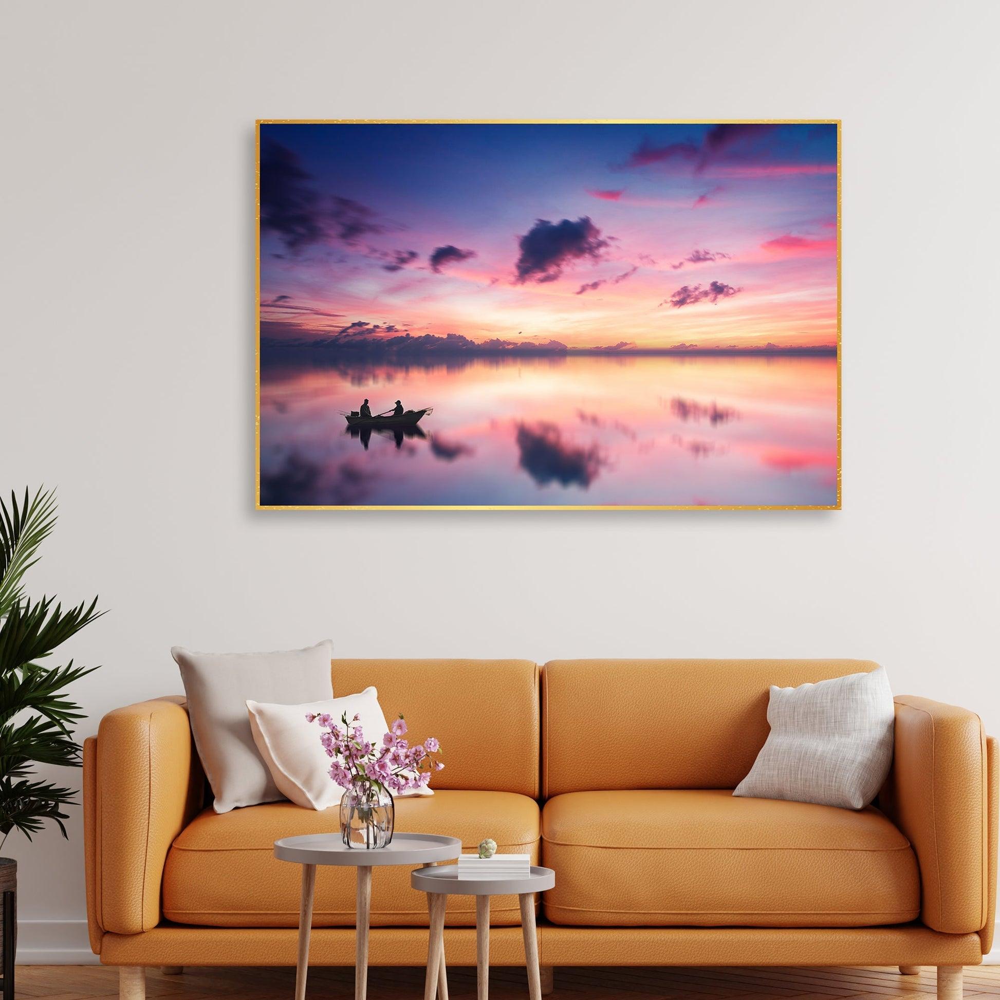 Sunset View of Horizon Floating Canvas Wall Painting - Decor Mantra 