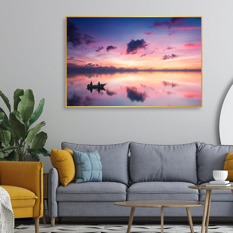Sunset View of Horizon Floating Canvas Wall Painting - Decor Mantra 