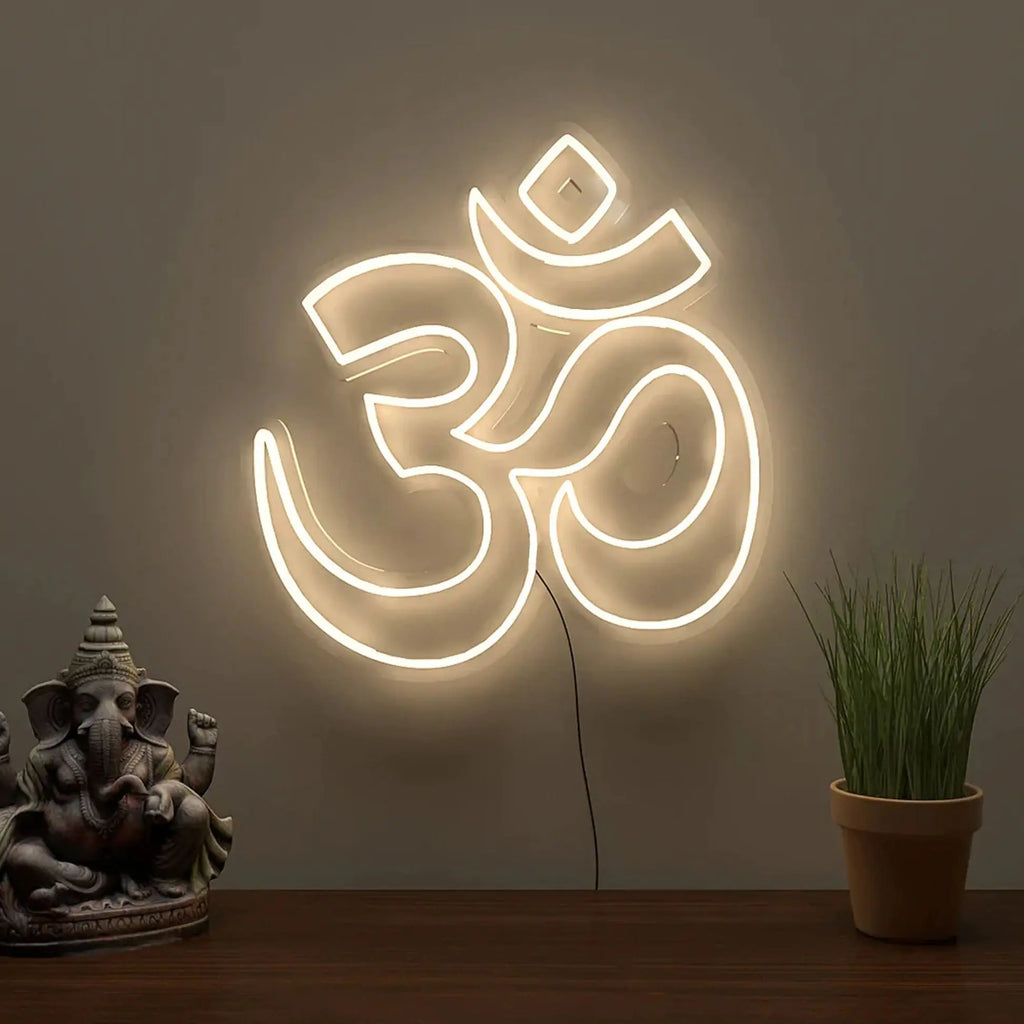 Gold OM Sign Warm Neon Light DECORMANTRA