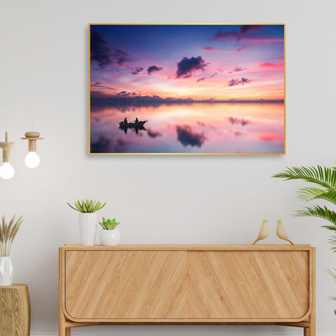 Sunset View of Horizon Floating Canvas Wall Painting - Decor Mantra 