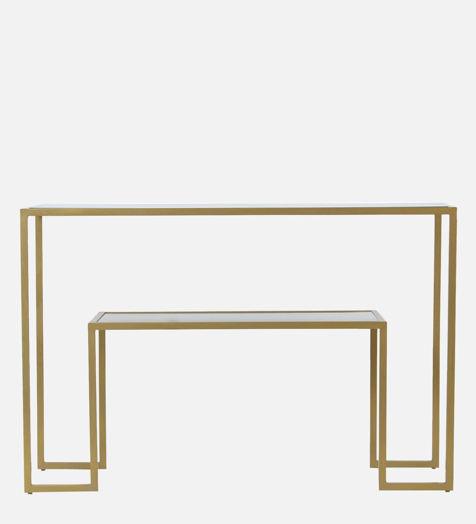 Console Table with Golden Metal Finish - Decor Mantra 