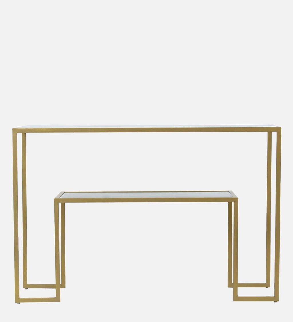 Console Table with Golden Metal Finish - Decor Mantra 