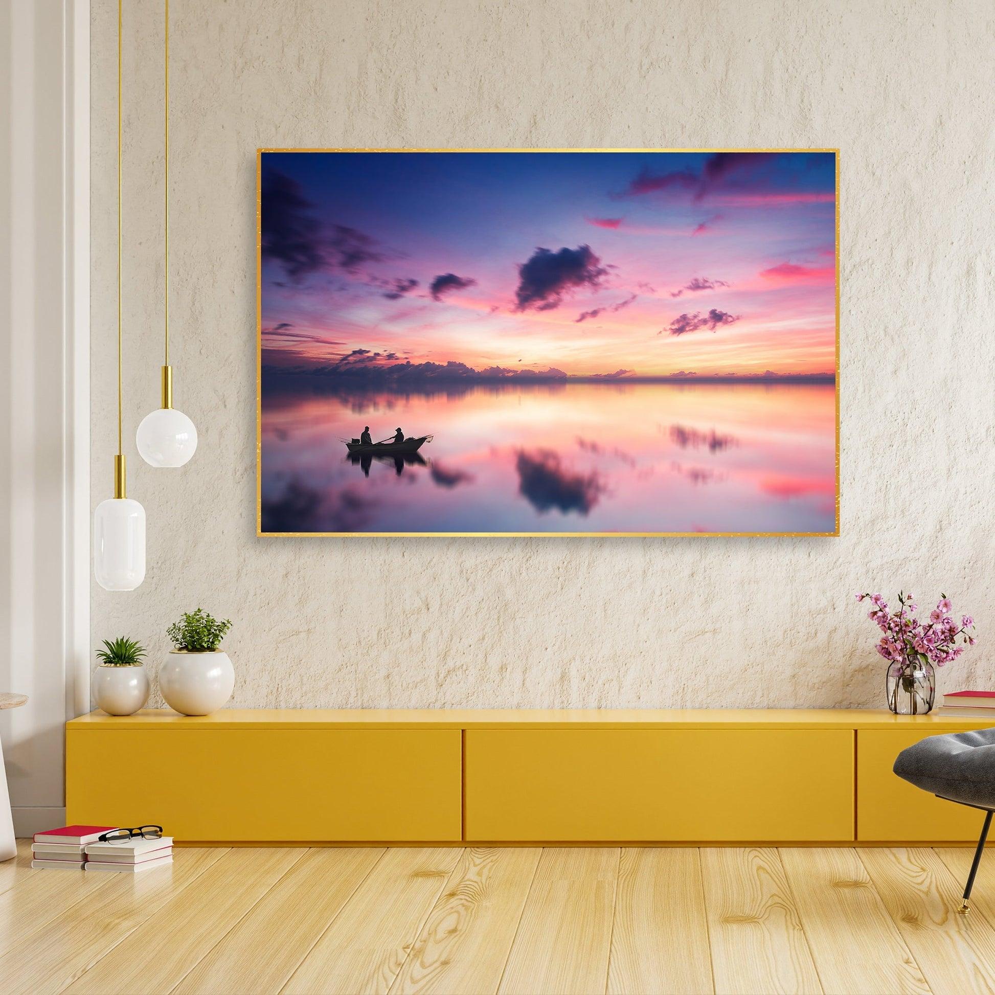 Sunset View of Horizon Floating Canvas Wall Painting - Decor Mantra 