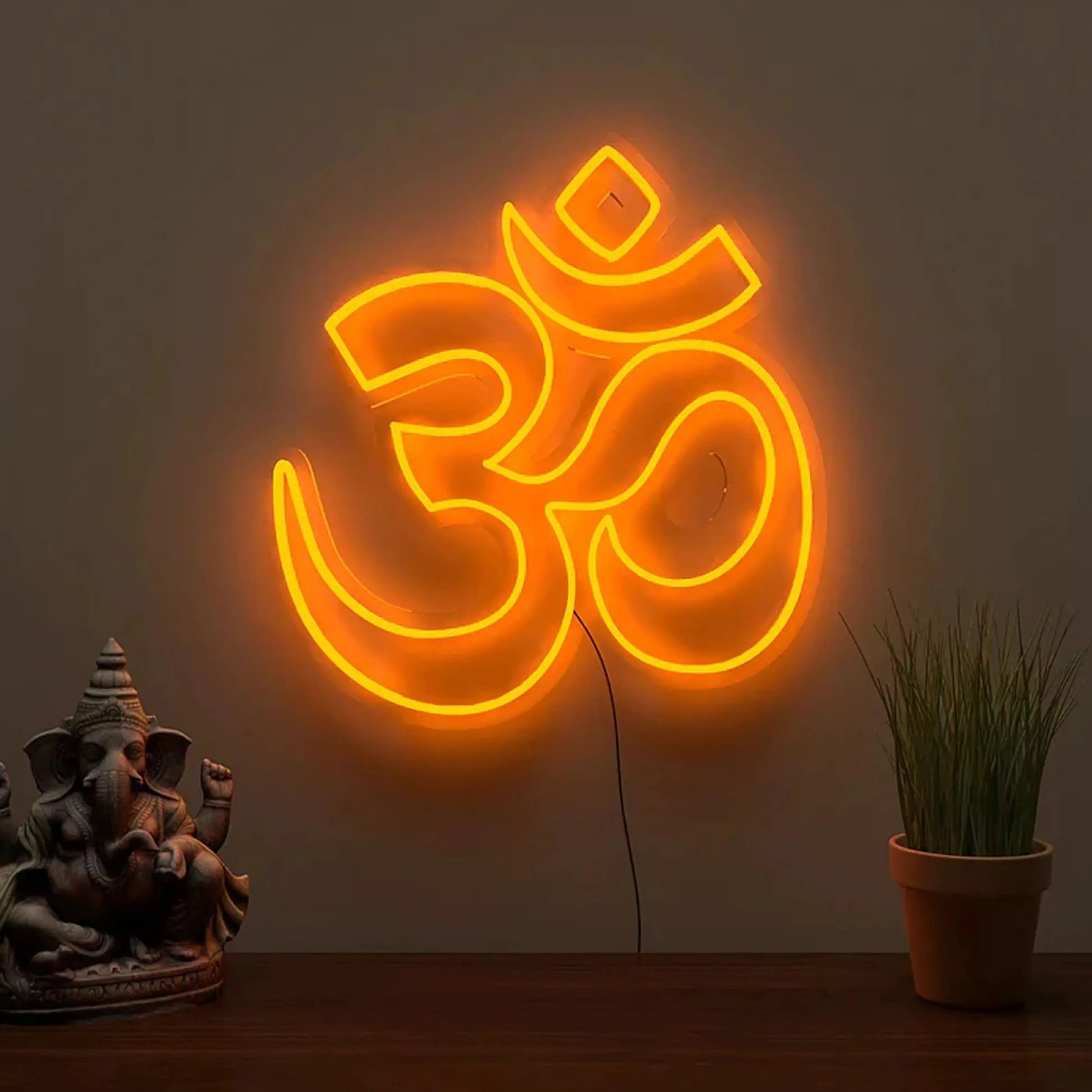 Gold OM Sign Warm Neon Light DECORMANTRA