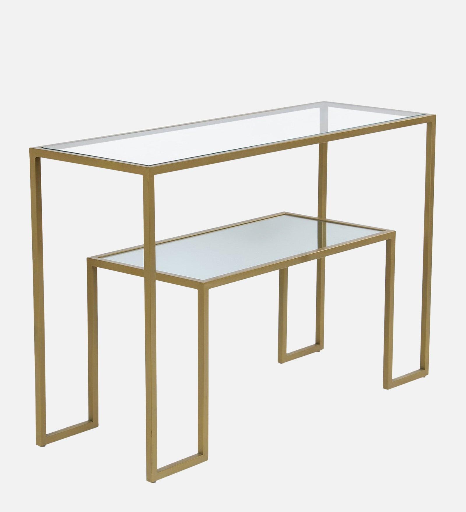 Console Table with Golden Metal Finish - Decor Mantra 