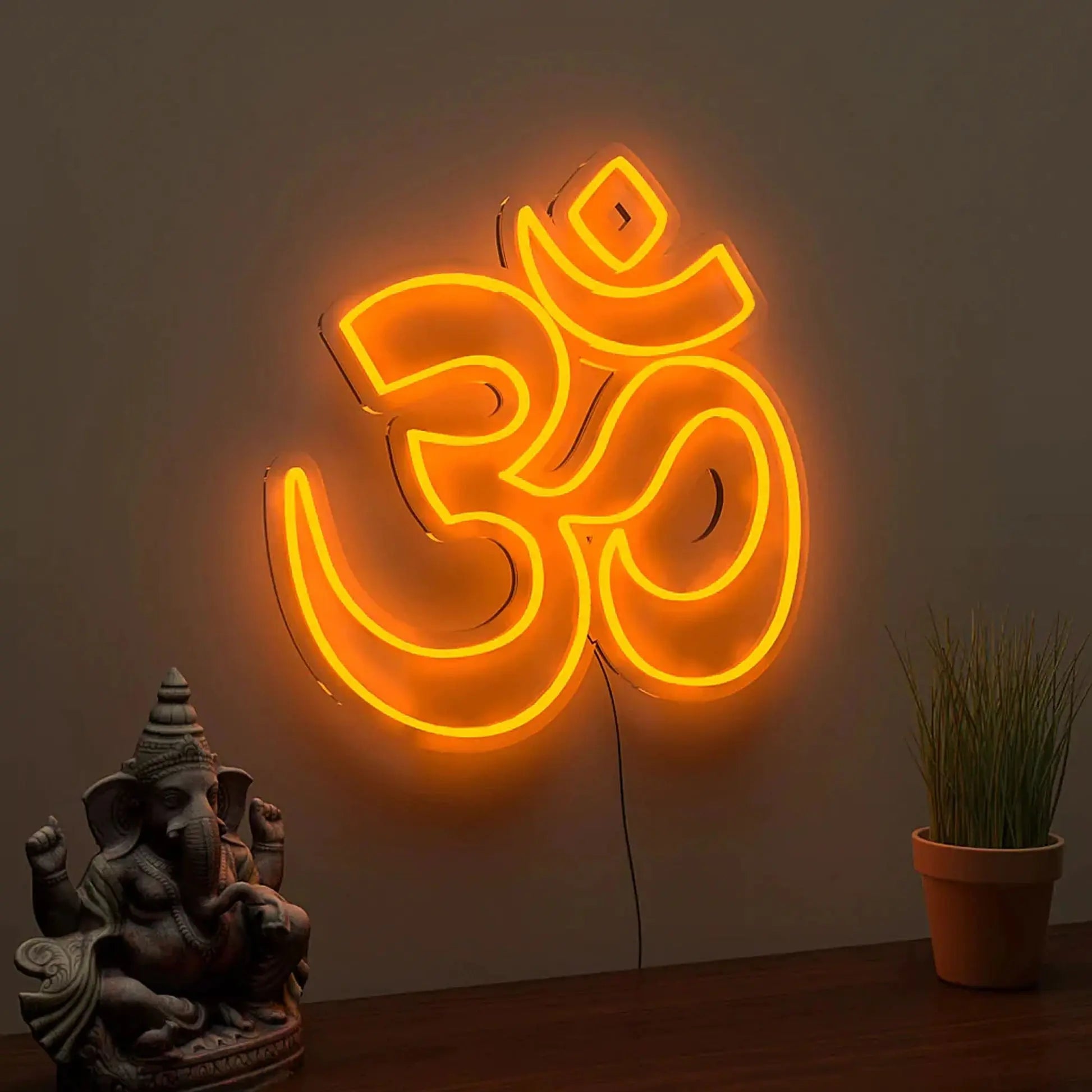 Gold OM Sign Warm Neon Light DECORMANTRA