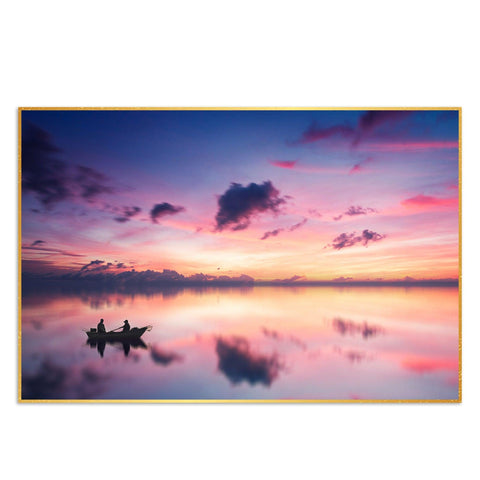 Sunset View of Horizon Floating Canvas Wall Painting - Decor Mantra 