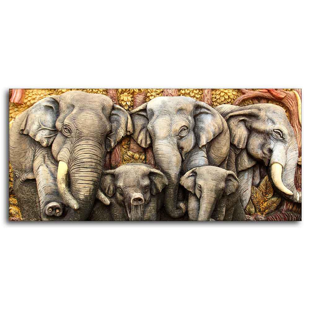 Beautiful Elephants Premium Wall Painting - Decor Mantra 