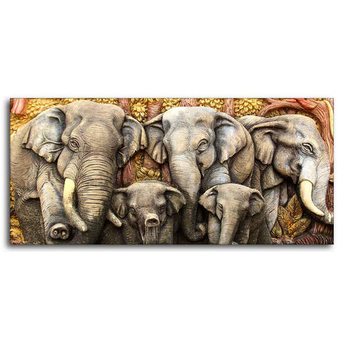 Beautiful Elephants Premium Wall Painting - Decor Mantra 