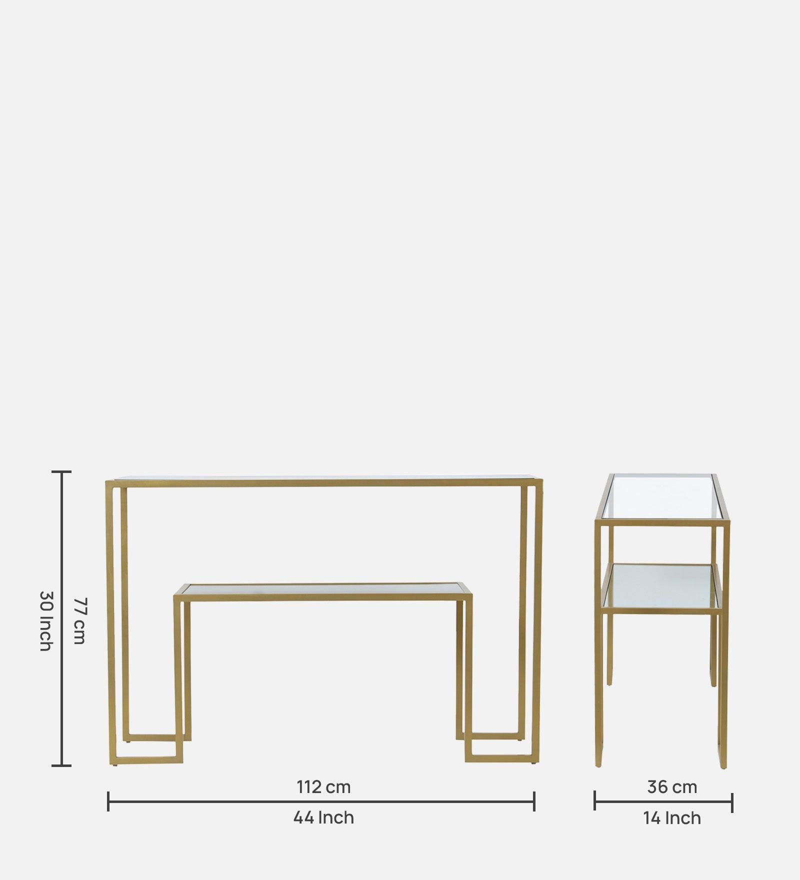 Console Table with Golden Metal Finish - Decor Mantra 