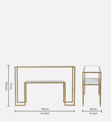 Console Table with Golden Metal Finish - Decor Mantra 