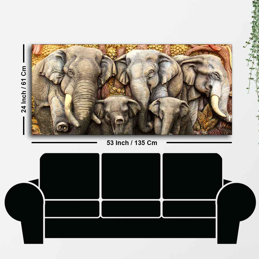 Beautiful Elephants Premium Wall Painting - Decor Mantra 