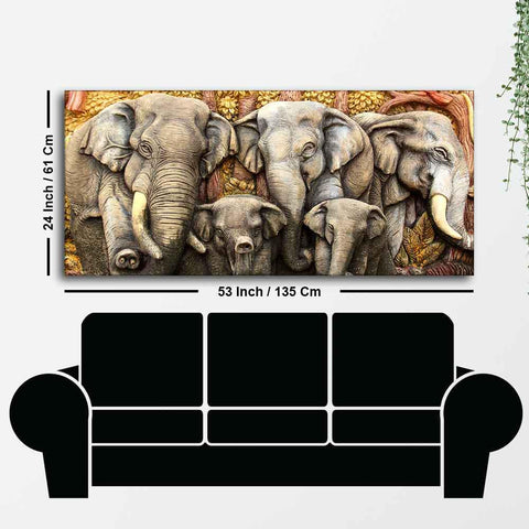 Beautiful Elephants Premium Wall Painting - Decor Mantra 