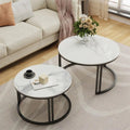 Classic Black Round Coffee Table Set of 2 - Decor Mantra 