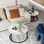 Classic Black Round Coffee Table Set of 2 - Decor Mantra 