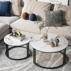 Classic Black Round Coffee Table Set of 2 - Decor Mantra 