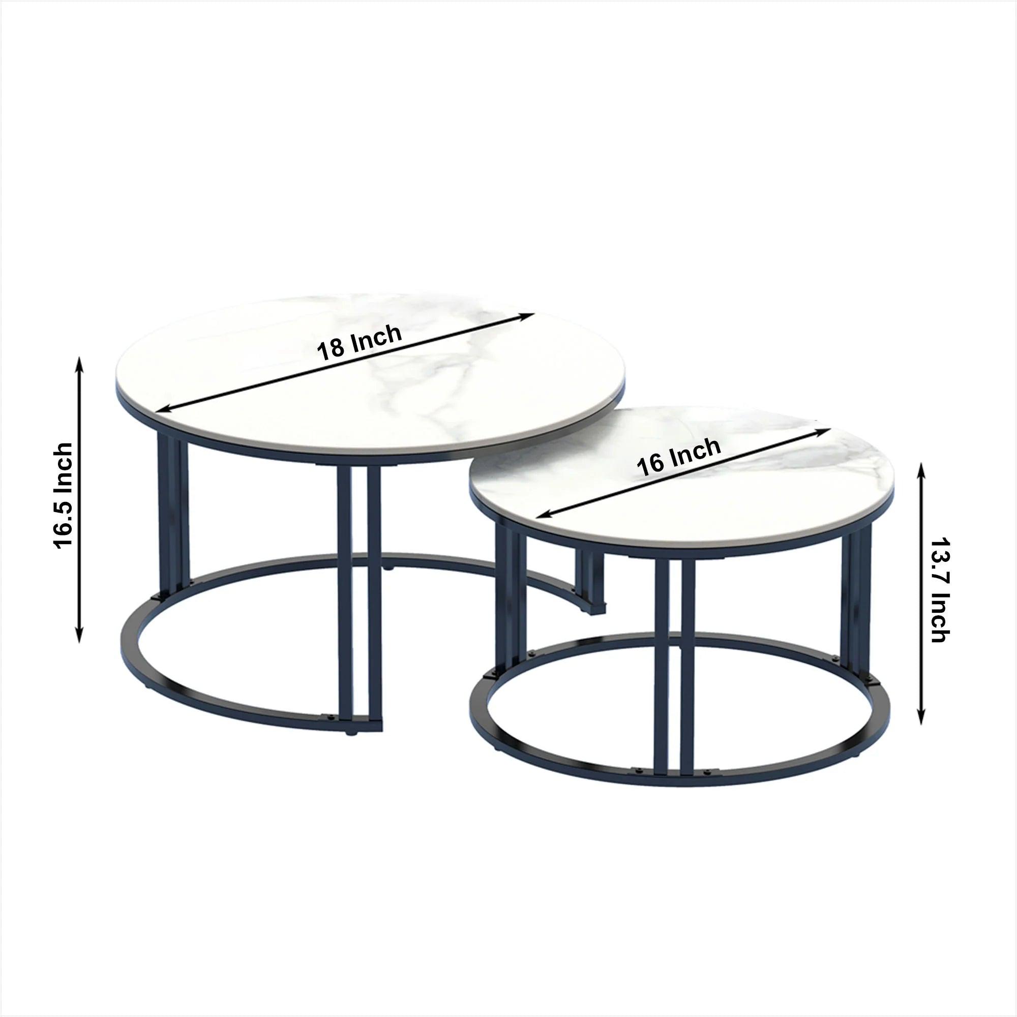 Classic Black Round Coffee Table Set of 2 - Decor Mantra 