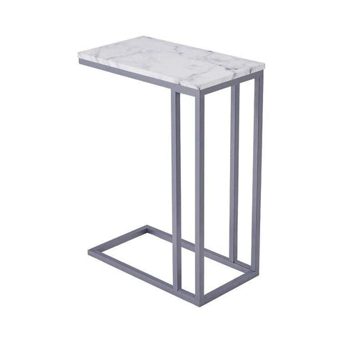 Classic C-Shaped White Marble Designer Side Table - Decor Mantra 