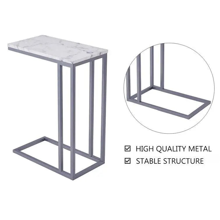 Classic C-Shaped White Marble Designer Side Table - Decor Mantra 