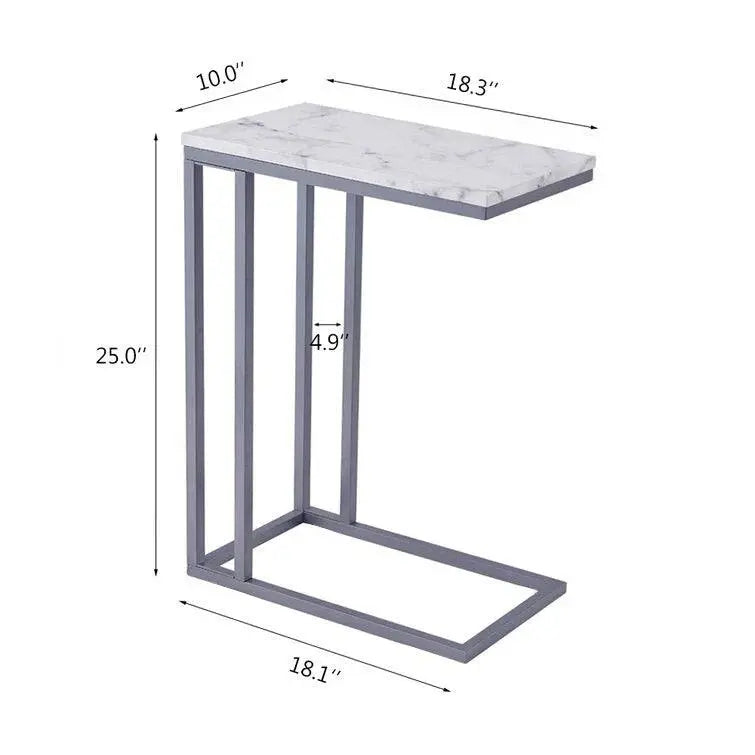 Classic C-Shaped White Marble Designer Side Table - Decor Mantra 
