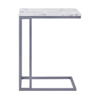 Classic C-Shaped White Marble Designer Side Table - Decor Mantra 