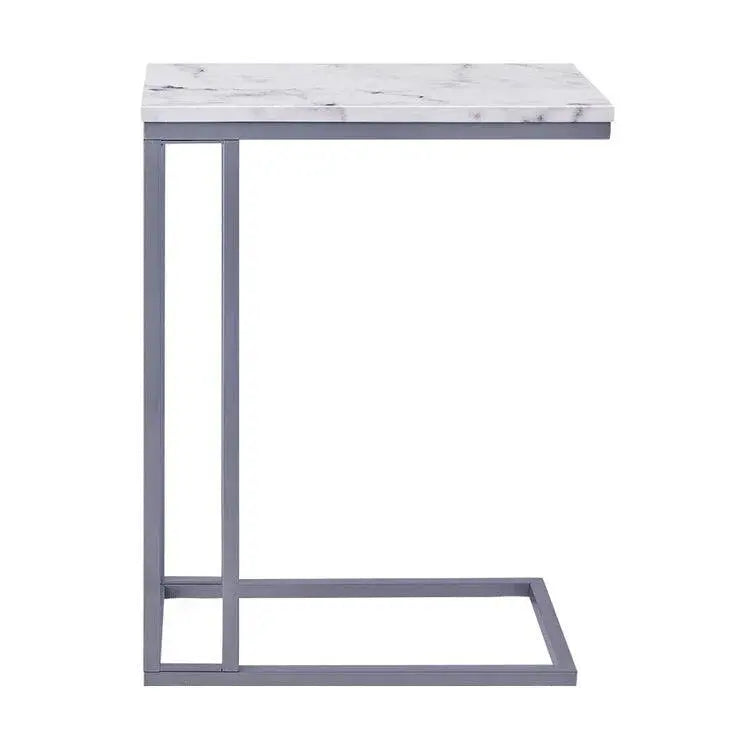 Classic C-Shaped White Marble Designer Side Table - Decor Mantra 