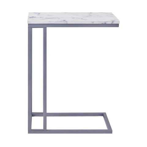 Classic C-Shaped White Marble Designer Side Table - Decor Mantra 