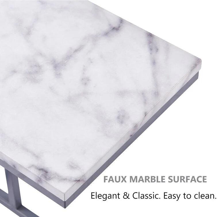 Classic C-Shaped White Marble Designer Side Table - Decor Mantra 