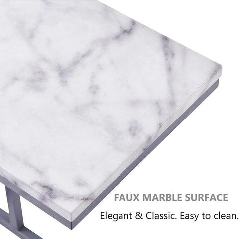 Classic C-Shaped White Marble Designer Side Table - Decor Mantra 
