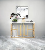 Classic Console Table with White Marble in Golden Metal Finish - Decor Mantra 