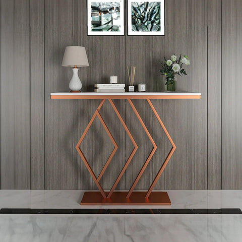 Classic Design Copper Console Table in Geometric Pattern - Decor Mantra 