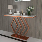 Classic Design Copper Console Table in Geometric Pattern - Decor Mantra 