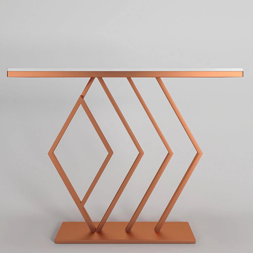 Classic Design Copper Console Table in Geometric Pattern - Decor Mantra 