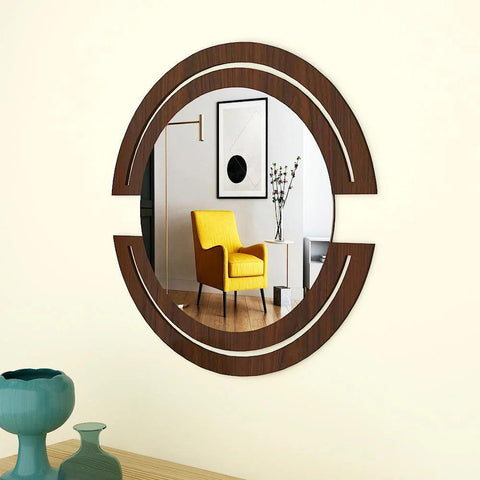 Classic Design Vanity Mirror with Walnut Finish - Decor Mantra 
