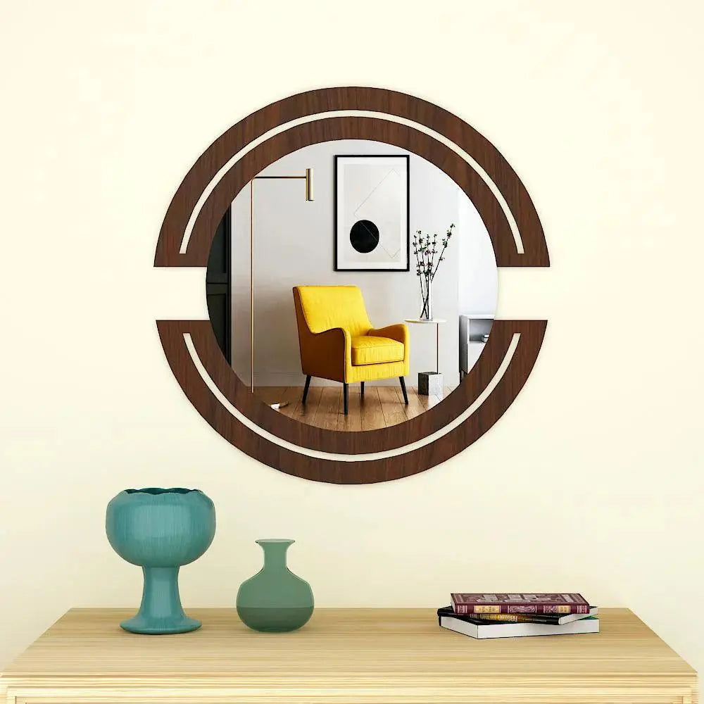 Classic Design Vanity Mirror with Walnut Finish - Decor Mantra 