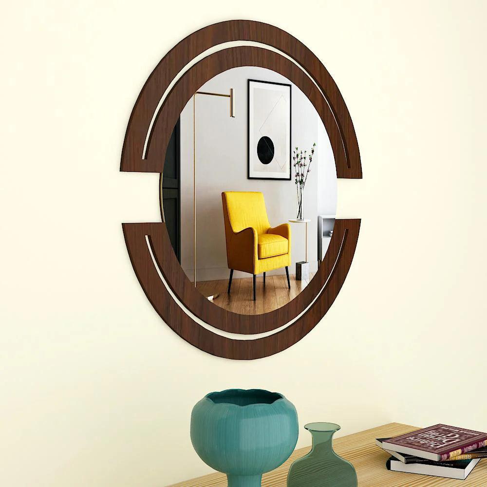 Classic Design Vanity Mirror with Walnut Finish - Decor Mantra 