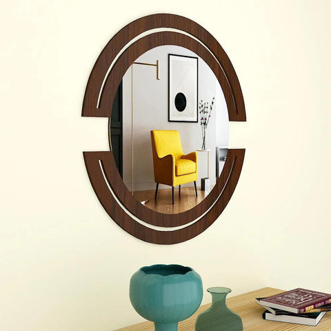 Classic Design Vanity Mirror with Walnut Finish - Decor Mantra 