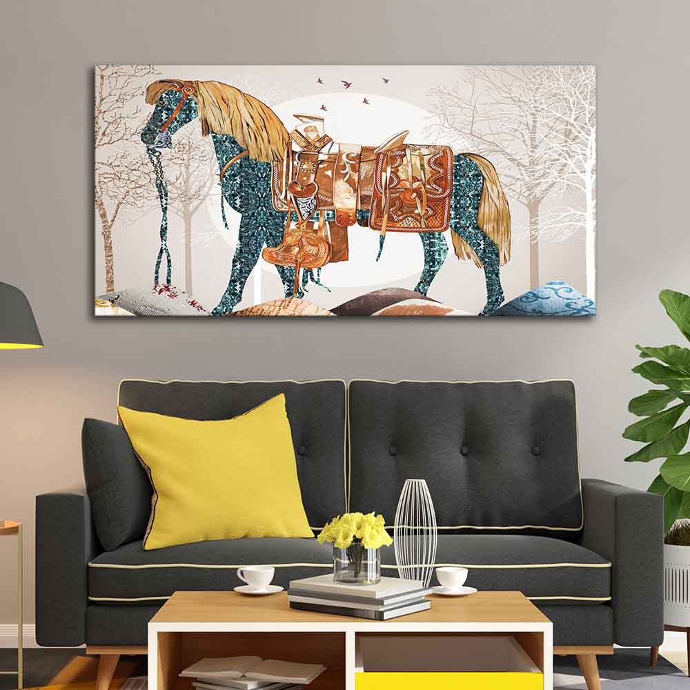 Classic Premium Quality Wall Painting of Patterned Horse Decor Mantra