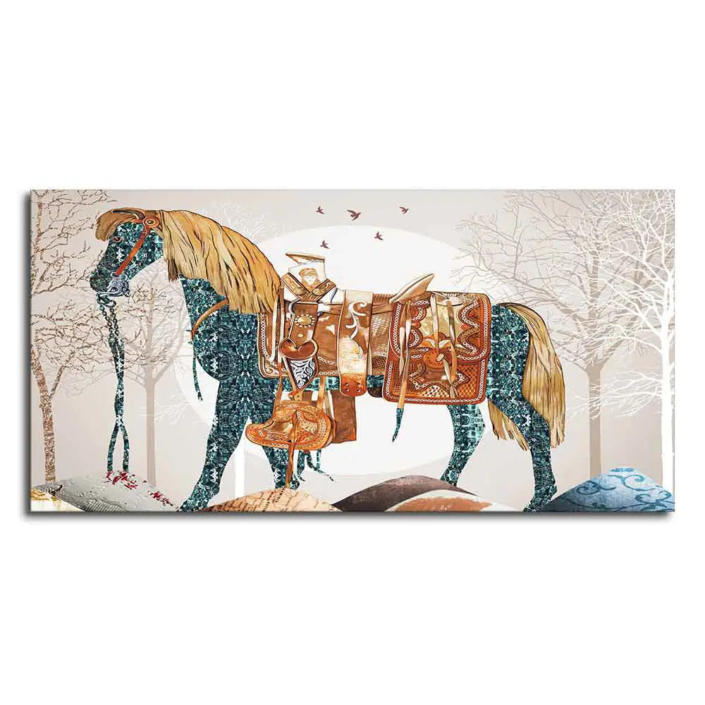 Classic Premium Quality Wall Painting of Patterned Horse Decor Mantra